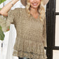 LET3907- BELL SLEEVE LACE TOP: KHAKI / S/M-M/L(3-3)