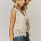 BOHO FLORAL CROCHET LACE VEST- LET4303: Beige / ONESIZE(6)