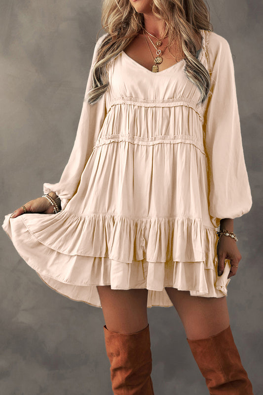 Apricot Tiered Mini Dress