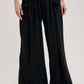RELAXED KNIT SMOCKED TOP AND WIDE PANTS SET: Beige / S