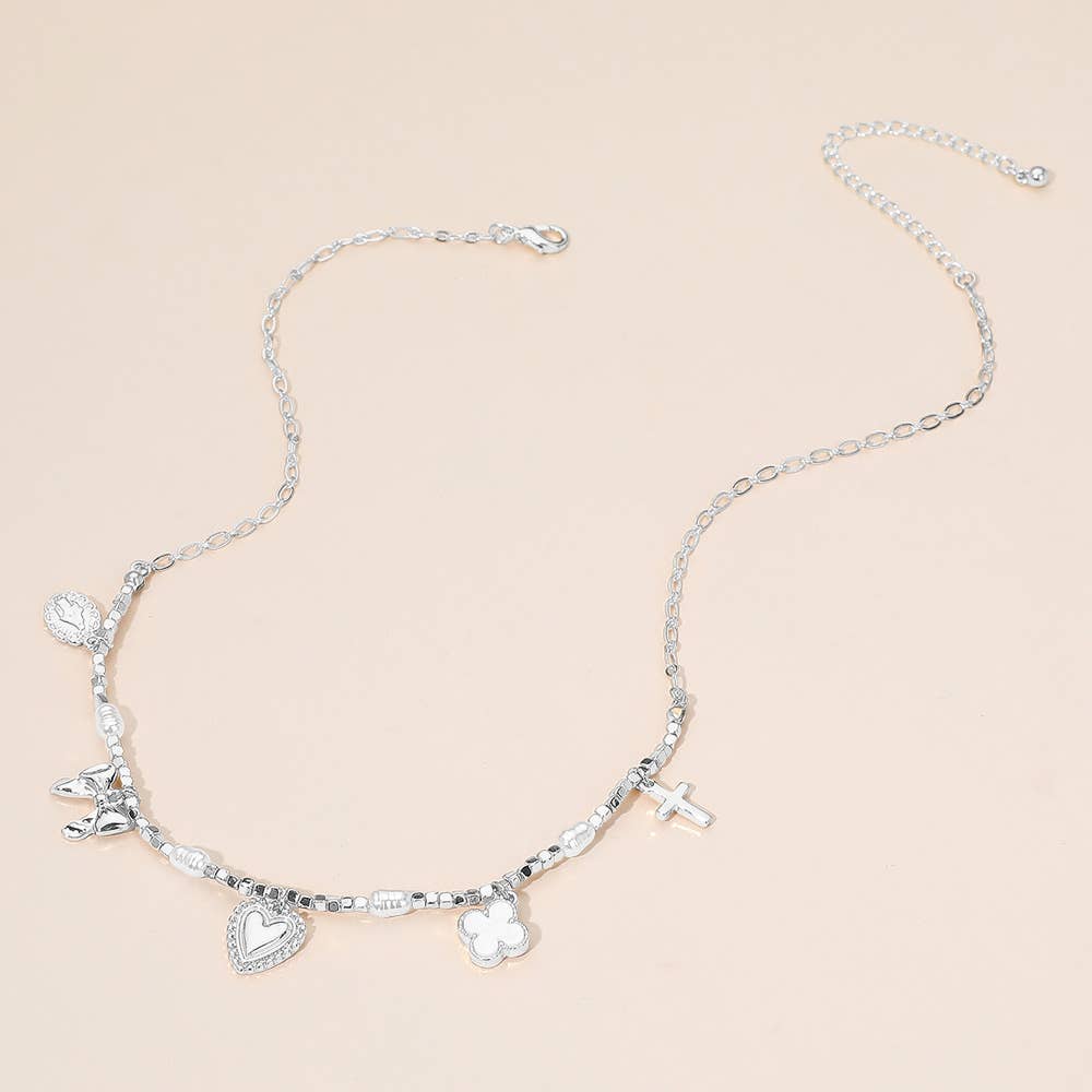 Bow Cross Charm Necklace