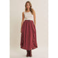 RUSTIC WEEKEND TWOFER MAXI DRESS WITH CASCADING RUFFLES: COCONUT BROWN / S