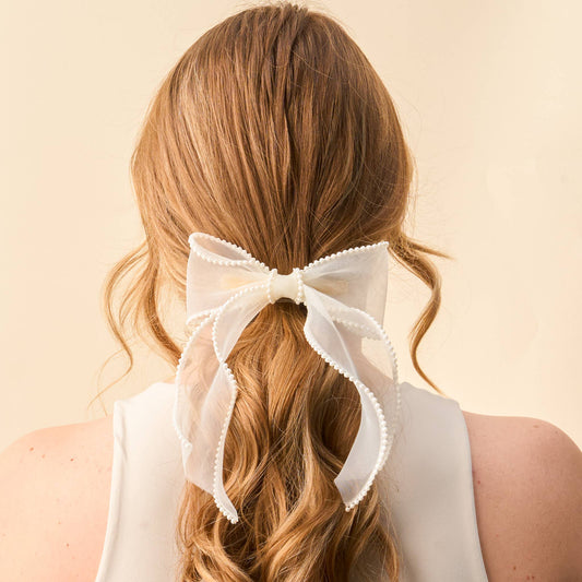Cream Hair Bow