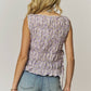 SLEEVELESS FLORAL SMOCKED BLOUSE - LET4355: LAVENDER / S-M-L(2-2-2)