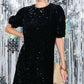Velvet Sequin Accent Knee Dress VD82073: Grey / L