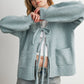 Knot Front Long Sleeve V-Neck Cardigan - BMC7914: TAUPE / M