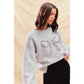 RIBBON SEQUINS CHRISTMAS HOLIDAY SWEATER TOP: LT GREY/SILVER / S