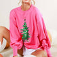 Christmas Tree Sequin Accent Knitted Sweater VT81484G: PINK / L
