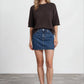 EXPOSED SEAM DROP SHOULDER SHORT SLEEVE PULLOVER : CHOCOLATE BROWN
