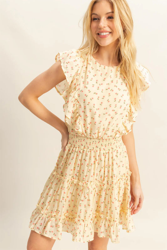 Butter Floral Ruffle Mini Dress