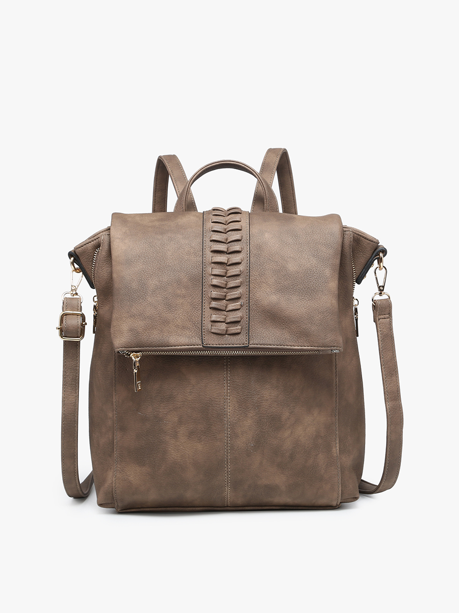 M2348 Vivian Distressed Convertible Backpack: Chocolate