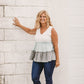 Green Ruffled V Neck Color Block