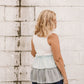 Green Ruffled V Neck Color Block