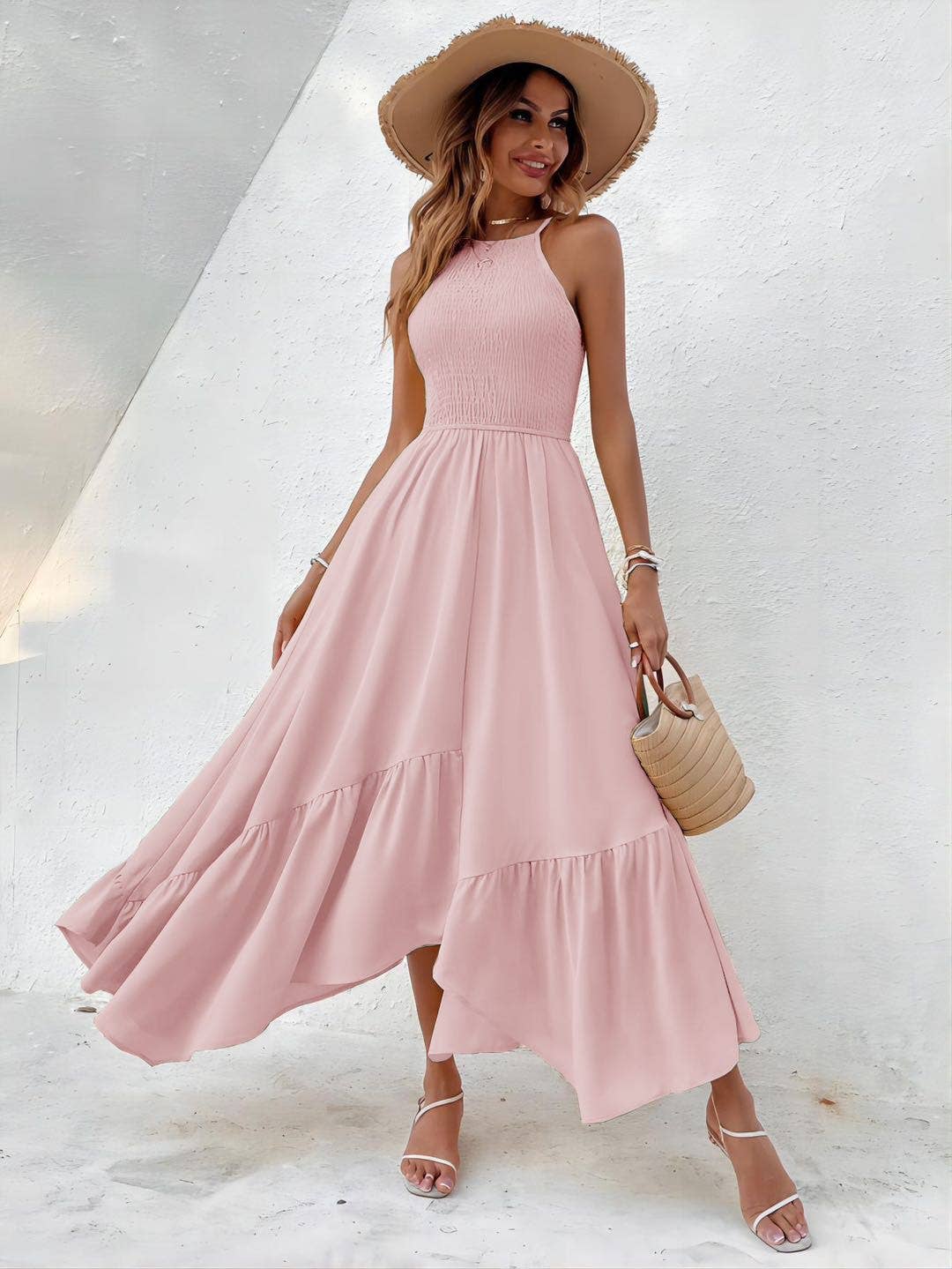 Pink Ruffle Cami Dress