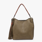 Olive Three Compartment Tassel Hobo Bag
